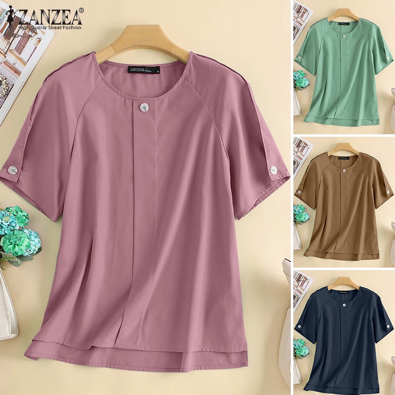 Zanzea Áo Thun Tay Ngắn Dáng Rộng Phong Cách Thời Trang Đường Phố Pháp Dành Cho Nữ
