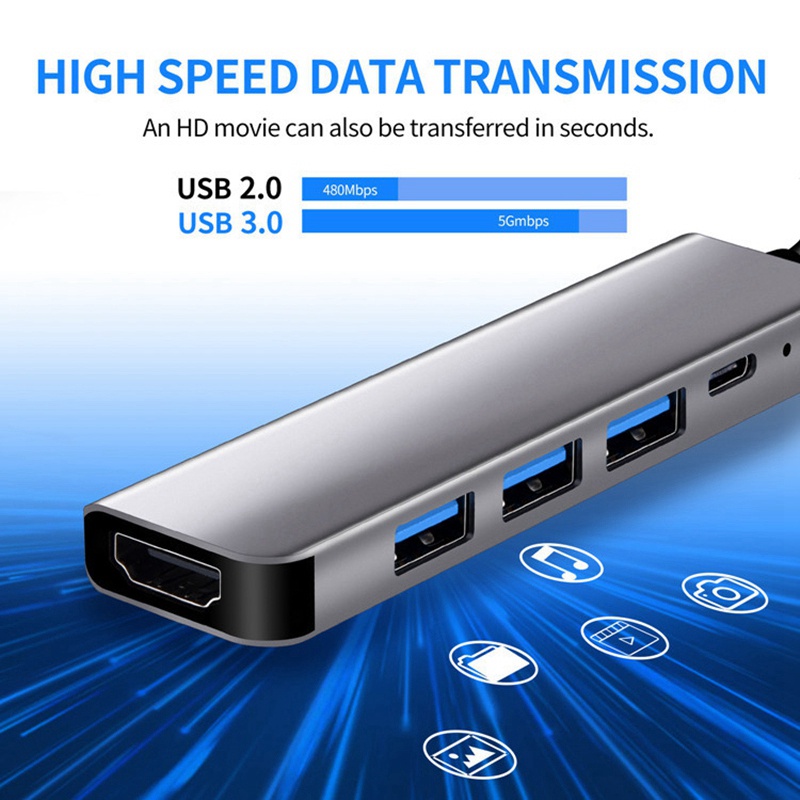 Bộ Hub Chuyển Đổi Type C Sang HDMI 4K USB-C 3.0 Cho MacBook Samsung S8 Dex Huawei P30 Xiaomi 10