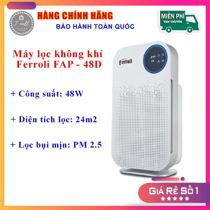 Máy lọc không khí và tạo Ionizer Ferroli FAP-48D, màn hình cảm ứng, điều khiển từ xa, lọc bụi mịn PM2.5, BH 12 tháng