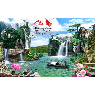 Tranh dán tường 3D Sơn thủy hữu tình 1366