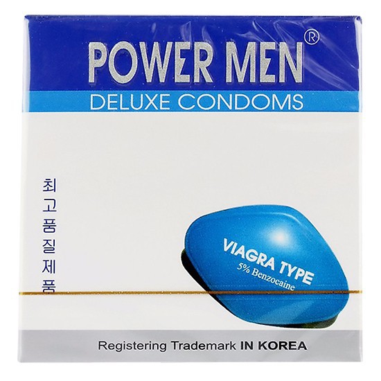 Bao cao su Powermen viagra Type 5% kéo dài thời gian yêu hộp 3 chiếc siêu mỏng