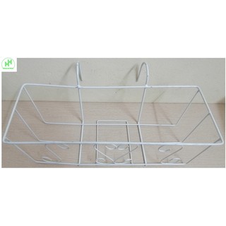 1 GIỎ SẮT Treo Chậu Hoa Ban Công Hình Chữ Nhật - Màu Trắng