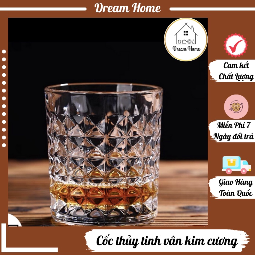 Cốc thủy tinh 💥 LOẠI BỀN 💥 ly thủy tinh vân kim cương phong cách bấc Âu hiện đại, tinh tế
