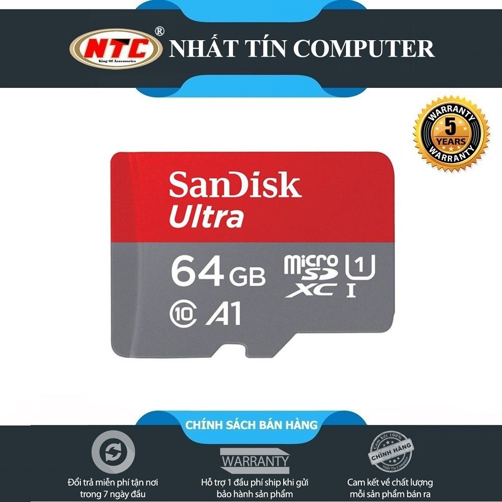 Thẻ nhớ MicroSDXC SanDisk Ultra A1 64GB Class 10 U1 100MB/s box Anh - Model 2019