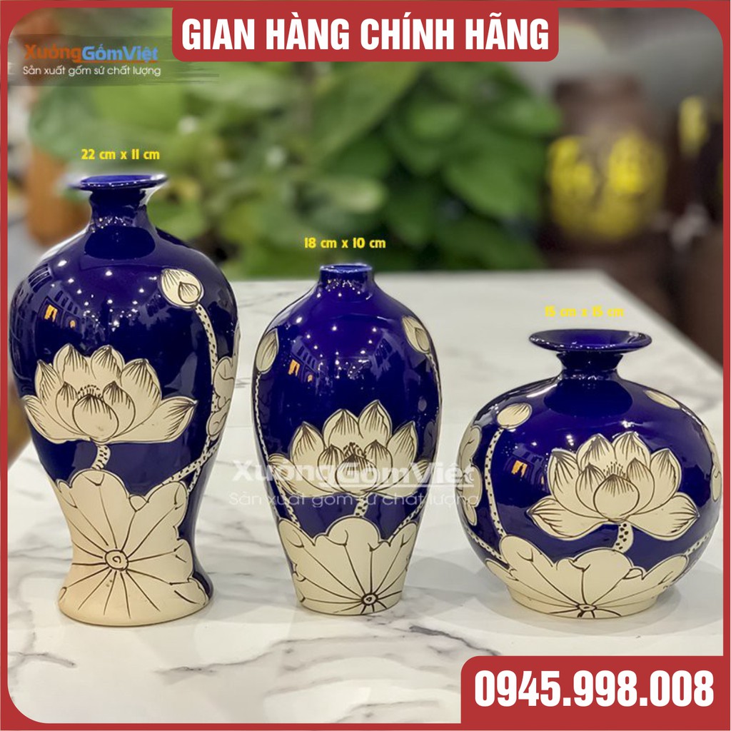 COMBO 3 lọ hoa mai bình, hút lộc mini, trang trí phòng khách , phòng ngủ đẹp xuất sắc- HÀNG THỦ CÔNG GỐM BÁT TRÀNG -XGV