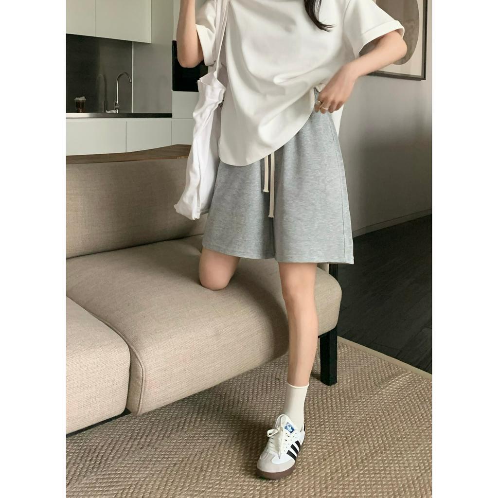 Xiaozhainv Quần Short Thể Thao Lưng Cao Dáng Rộng Phối Dây Rút Với 6 Màu Sắc Chọn Lựa Thời