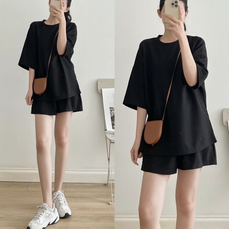 Set đồ dáng rộng gồm áo phông oversize và quần cạp chun thoải mái Aimee closet