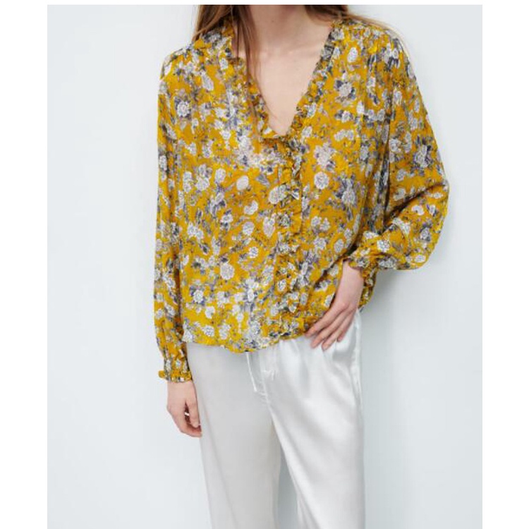 Zara Áo Sơ Mi Dáng Rộng In Hoa Thời Trang Mùa Xuân 8351238Áo blouse