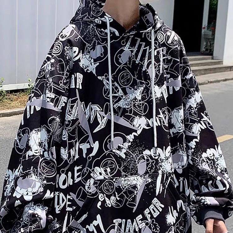 Áo hoodie Dáng Rộng Oversize In Họa Tiết Graffiti Thời Trang Cho Nam