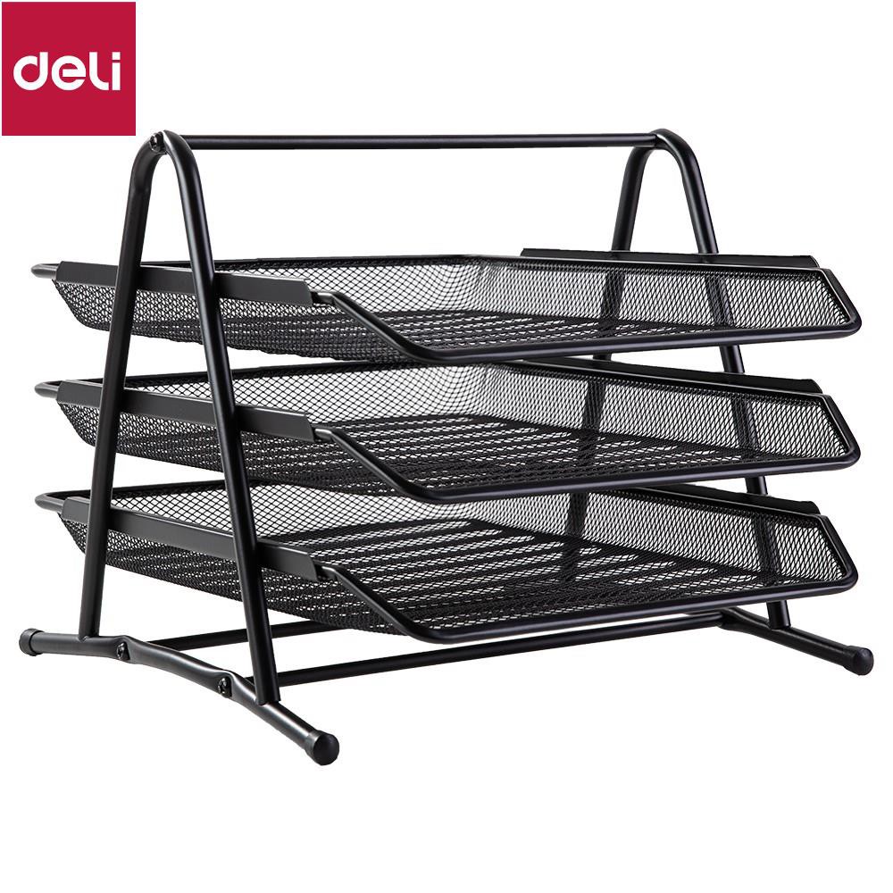 Khay đựng tài liệu 3 tầng Deli, Đen - E9181 [Deli]