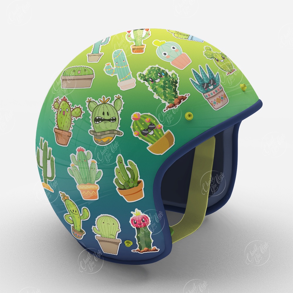 Bộ 30 sticker hình trang trí XƯƠNG RỒNG sen đá dễ thương chống thấm nước dán nón bảo hiểm laptop vali xe máy