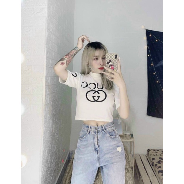 Áo Thun Croptop Tay Phồng Dễ Phối Đồ
