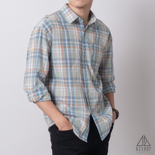 Áo sơ mi D2shop, áo sơ mi nam dài tay kẻ sọc caro, có túi, màu xanh
