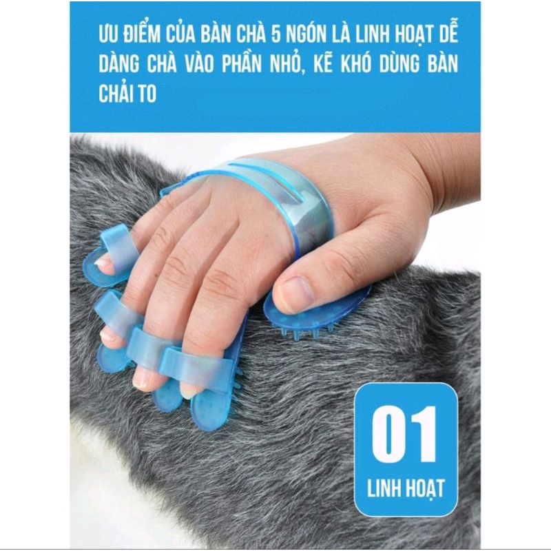 Găng tay chải tắm Massage cho chó mèo ( Màu sắc ngẫu nhiên)