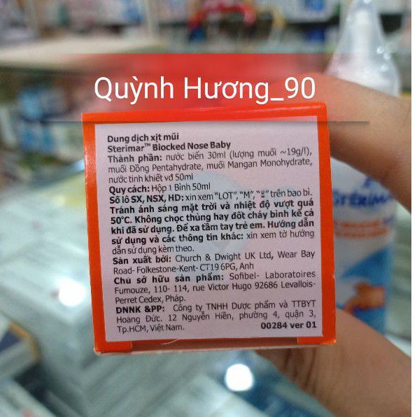 Xịt mũi STERIMAR BLOCKED NOSE BAby Giúp mũi bé khô thoáng