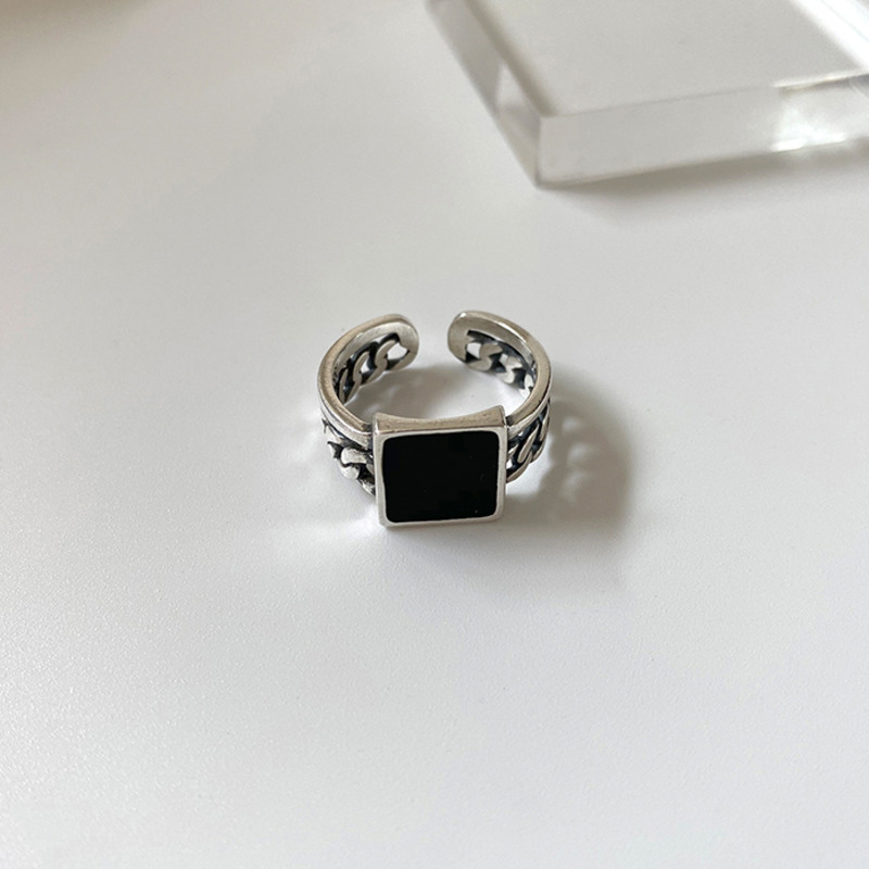 Nhẫn Mặt Vuông Cá Tính Phong Cách Hip-Hop Thời Trang Hàn Quốc
