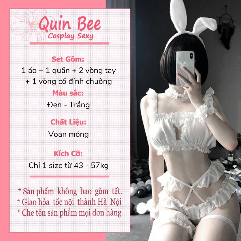Bộ đồ ngủ Cosplay Trái Tim Đính Chuông - Set nội y hầu gái mèo con gợi cảm QuinBee - Lolita X | BigBuy360 - bigbuy360.vn