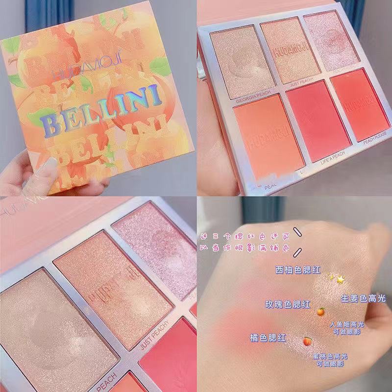 Bảng phấn má và bắt sáng Hudamoji Bellini