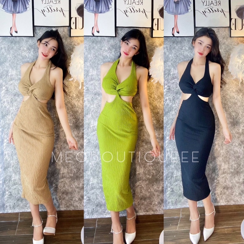 Maxi xoắn ngực buộc cổ
