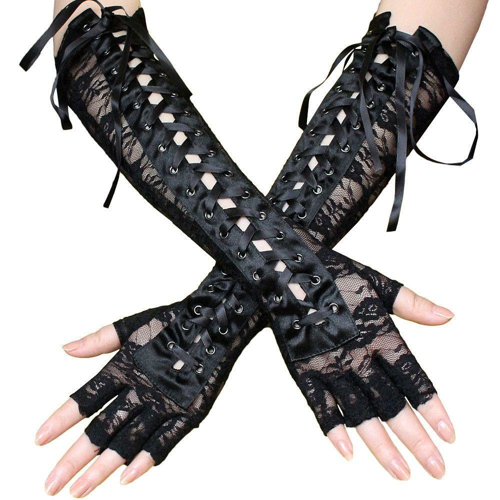 1 Đôi Găng Tay Ren Dài Phong Cách Gothic Thời Trang Dùng Để Hóa Trang