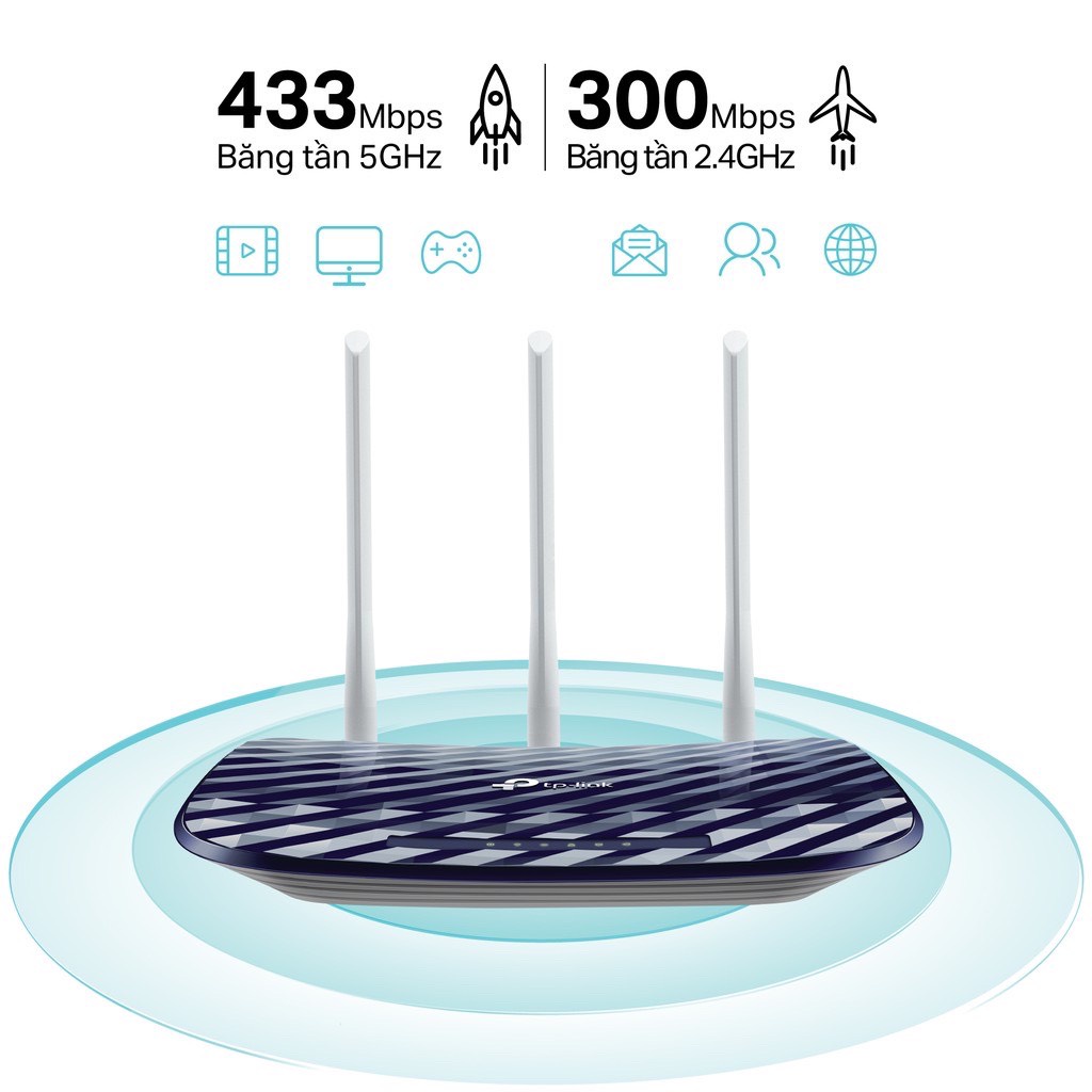 TP-Link AC 750Mbps Bộ phát wifi không dây (Thiết bị mạng) - Archer C20 - Hàng Chính Hãng