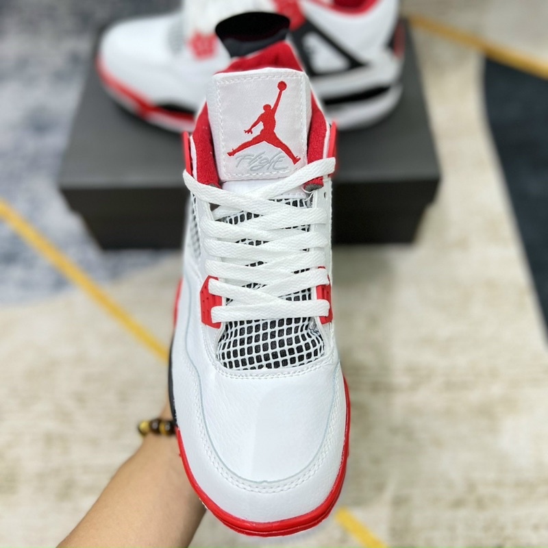 Giày jordan 4 trắng đỏ đen + full hộp giày