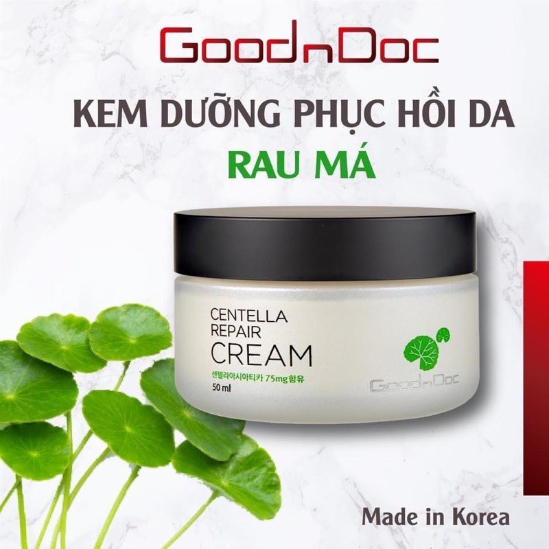 Kem Rau Má + Serum Dưỡng Ẩm Phục Hồi Giảm Thâm Nám Trắng Sáng Da Chống Lão Hóa GoodnDoc Centella Repair cream