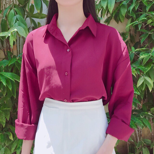 [Có Size Ngực &lt; 118cm] Áo Sơ Mi Nữ - Form Áo Giấu Quần