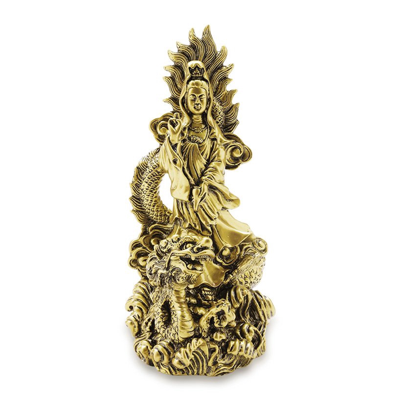 Tượng Phật bà Quan Âm cưỡi rồng 27x12cm