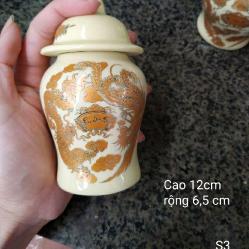 Chóe đựng muối gạo thờ cúng men vàng kim bát tràng hàng loại 1