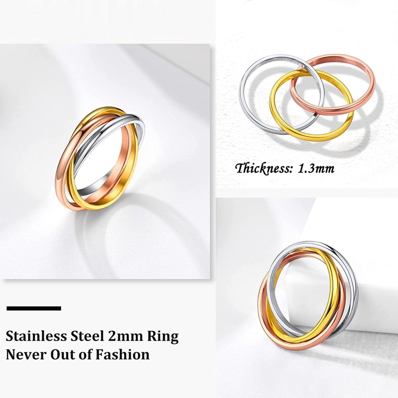 Nhẫn Cưới Ba Tông Màu Kích Thước 6-13
