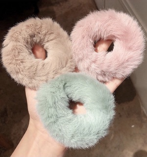 🐰Chun buộc tóc lông thỏ mềm mại dễ thương