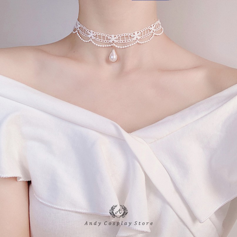 [CÓ SẴN] Choker ren trắng