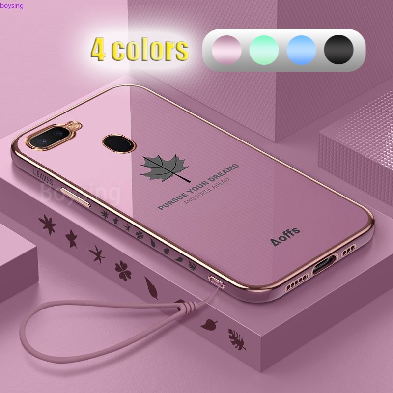 Ốp Điện Thoại Mạ Điện Họa Tiết Lá Phong Cho OPPO A7 A12 A5S A7X F9 R15 R15X K1 Edge