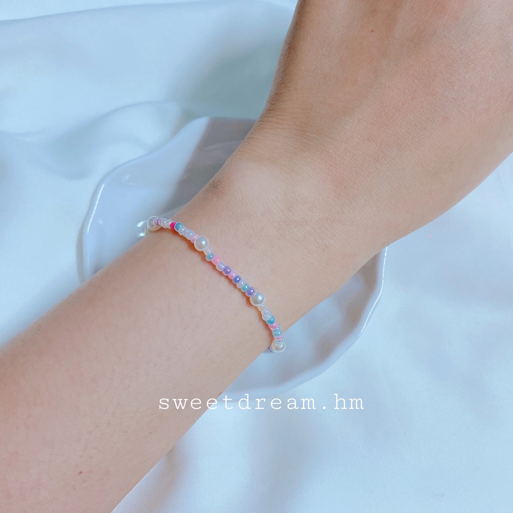 Vòng Tay Hạt Cườm 2mm Nhiều Màu Sắc, Vòng Tay Handmade Xinh Xắn