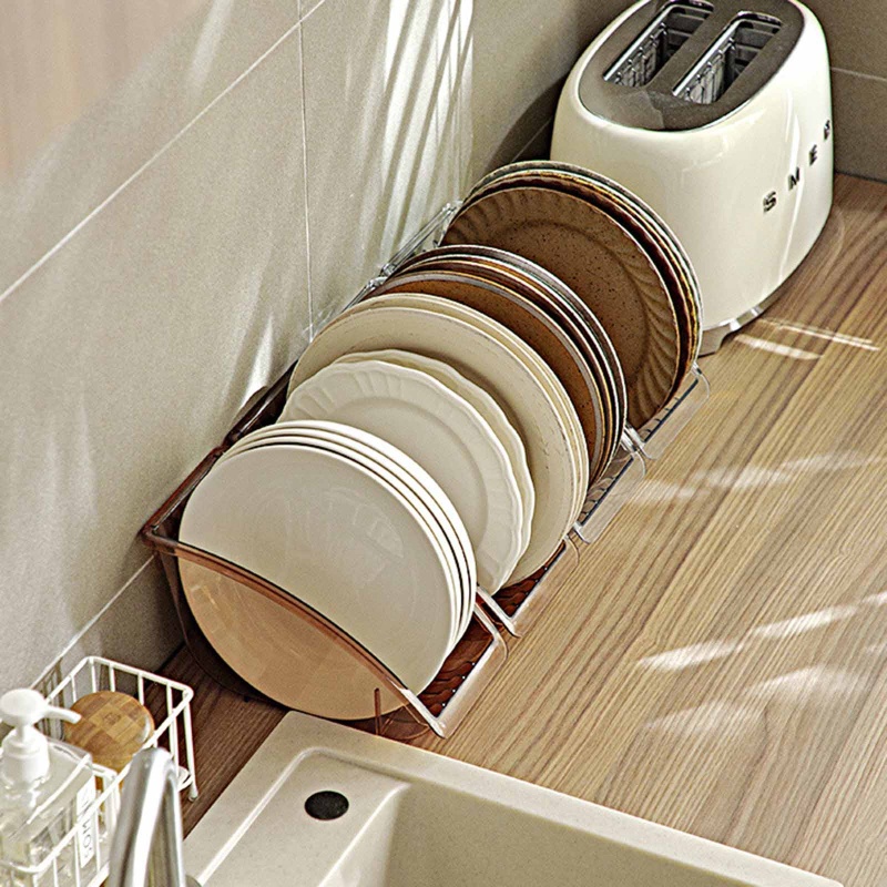 Giá Đỡ Chén Dĩa Bằng Nhựa Có Tay Cầm Tiện Lợi Dành Cho Nhà Bếp
