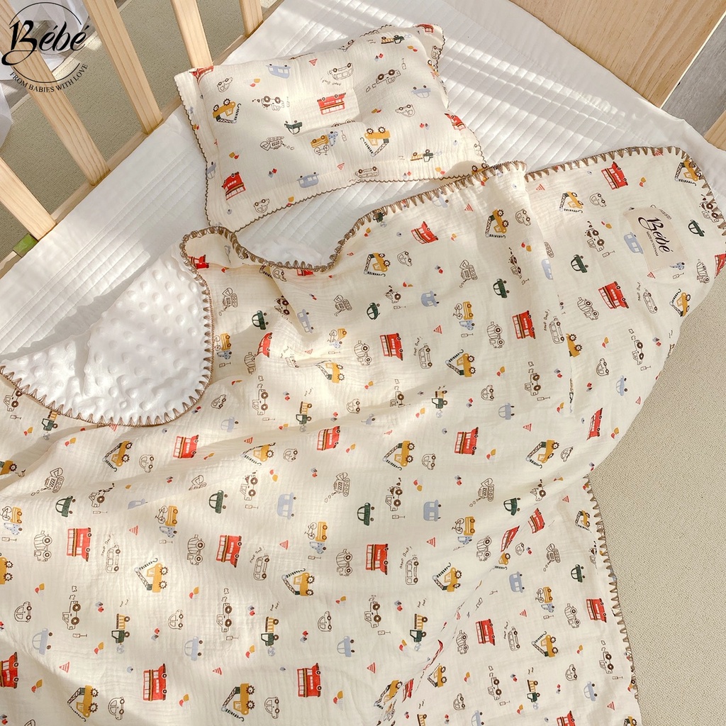 Chăn Xô Cho Bé/Chăn Xô Mỏng Bi Viền 2 Mặt BÉBÉ Mềm Nhẹ Giữ Ấm Tốt