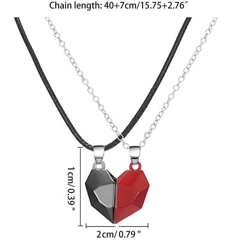 Set 2 Vòng cổ Mặt Trái Tim Có Nam Châm Thời Trang Dành Cho Cặp Đôi