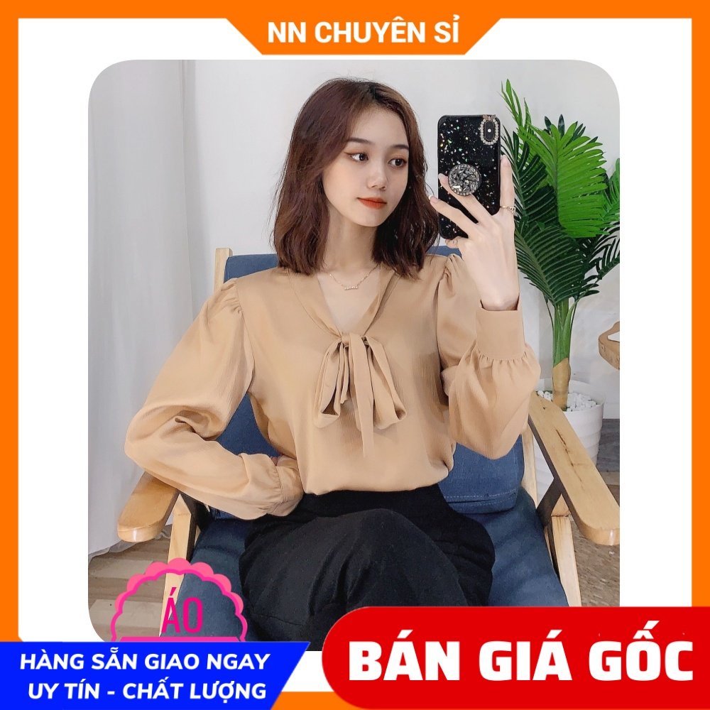 Áo sơ mi công sở nữ chất vải MT mềm mịn cổ thắt nơ dễ thương Áo kiểu nữ MT1778