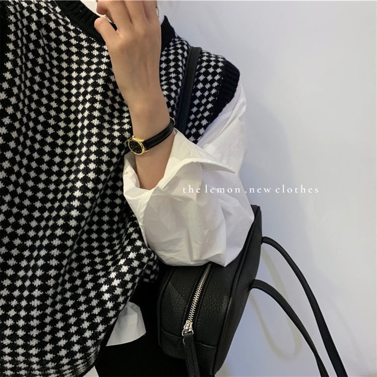 Áo len không tay dáng rộng kẻ sọc caro thời trang mới | BigBuy360 - bigbuy360.vn