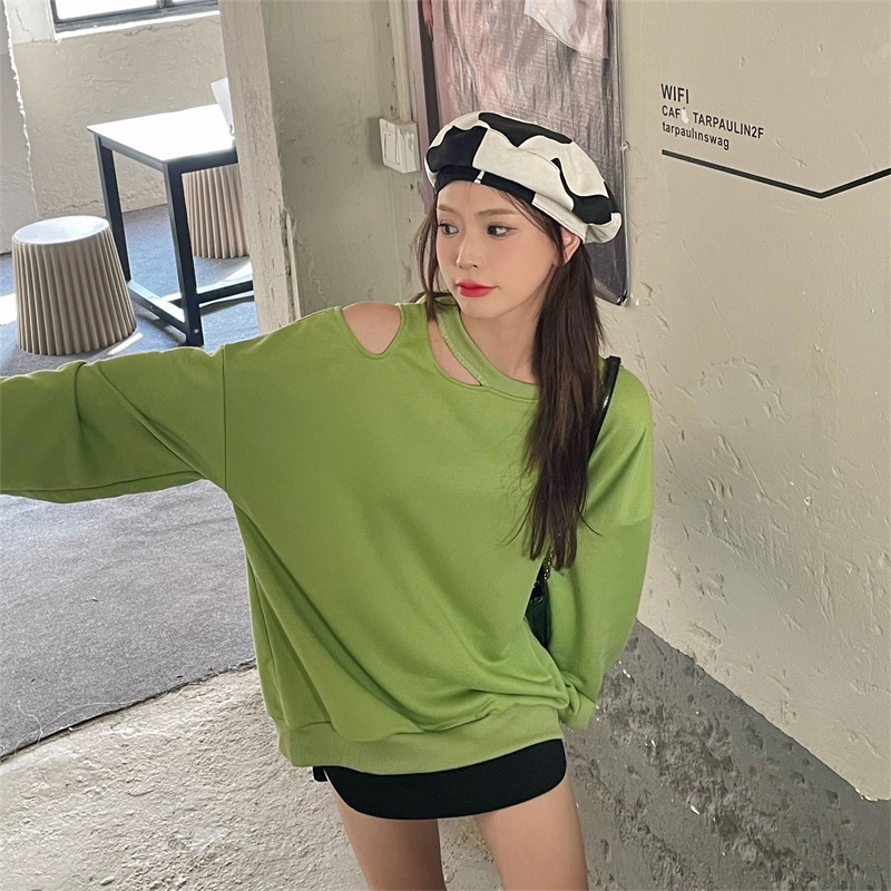 Off shoulder sweater long sleeve T - áo kiểu rộng rãi gợi cảm