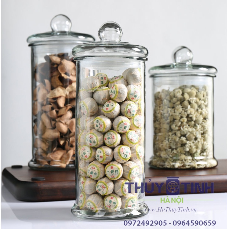 Bình thủy tinh ngâm rượu hình trụ trơn không họa tiêt thể tích thực 4,5 lít; 6,5 lít; 10 lít; 13 lít; 20 lít