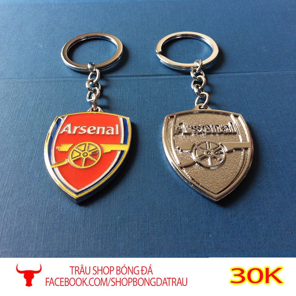 Móc khoá màu 2 mặt lưu niệm - các câu lạc bộ bóng đá Manchester, Arsenal, Chelsea, Barca, Real, Liverpool - Trâu shop