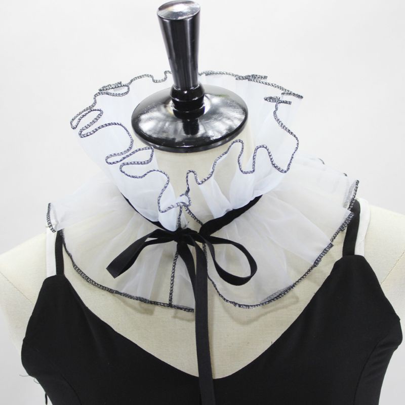 Yoioi Victorian Cổ Áo Giả Cổ Đứng Nhún Bèo Hóa Trang Phong Cách Vintage Organza Agaric