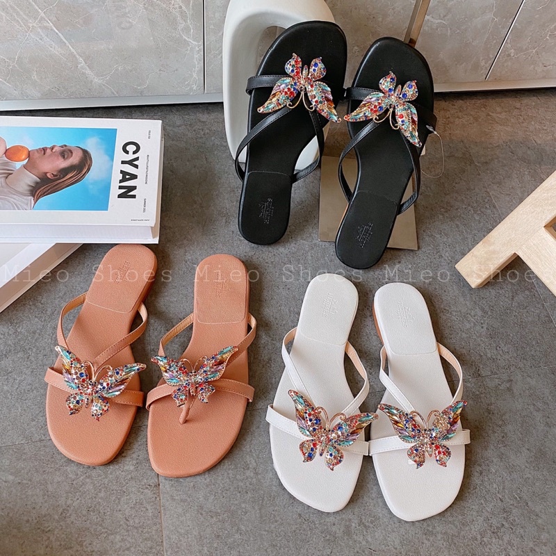 DÉP KẸP ĐÁ MÀU ĐẾ ĐÚC XỊN ( MIEO SHOES D1049 D1050 D1051 )