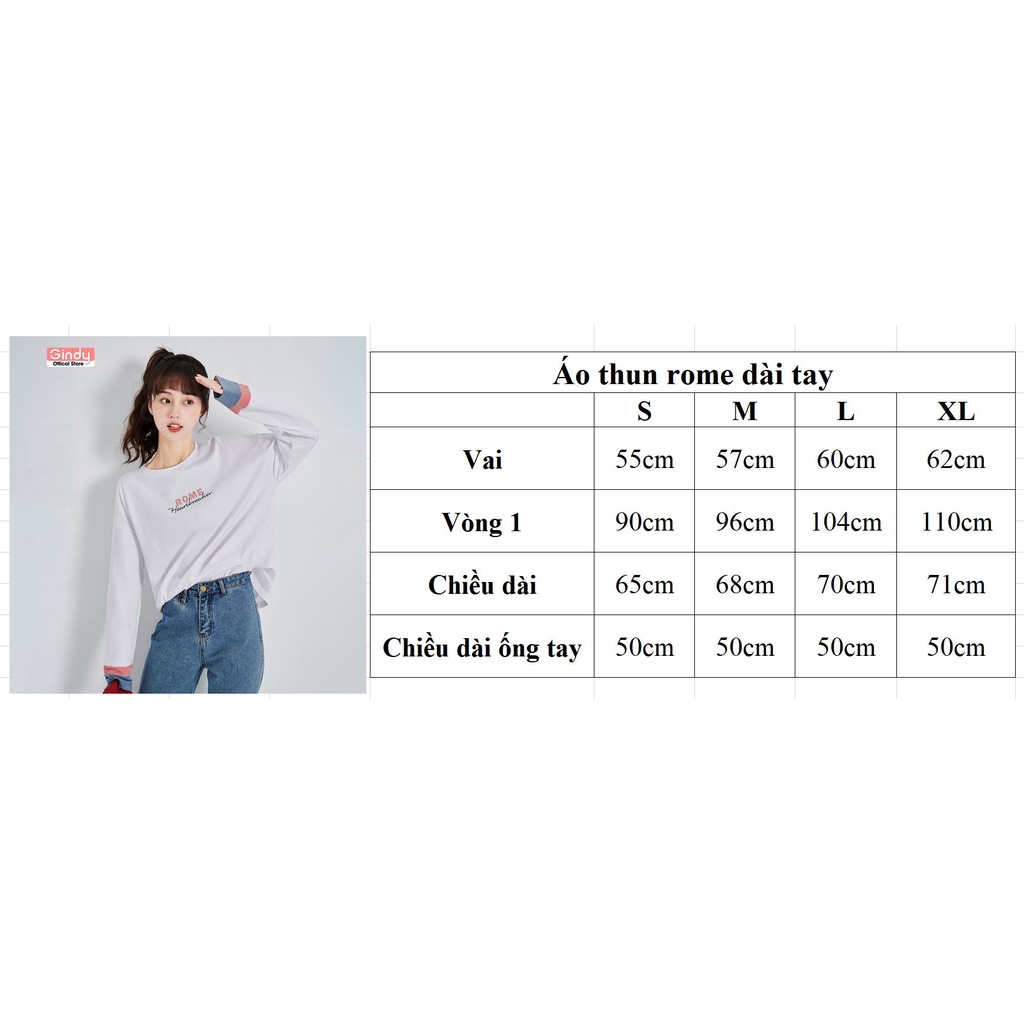 Áo thun phông dài tay Rome basic vải cotton 100% co dãn 4 chiều GINDY dễ mặc dễ phối đồ thời trang xuân hè A9105