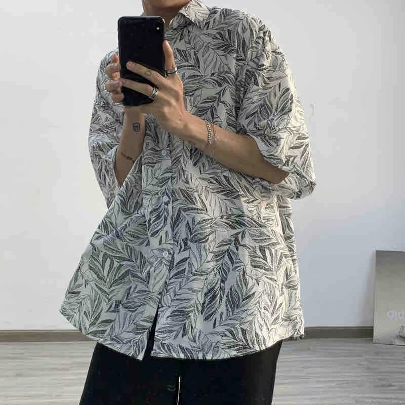 Áo Sơ Mi Ngắn Tay Họa Tiết Lá Cây Thời Trang Dành Cho Nam Size M-3Xl