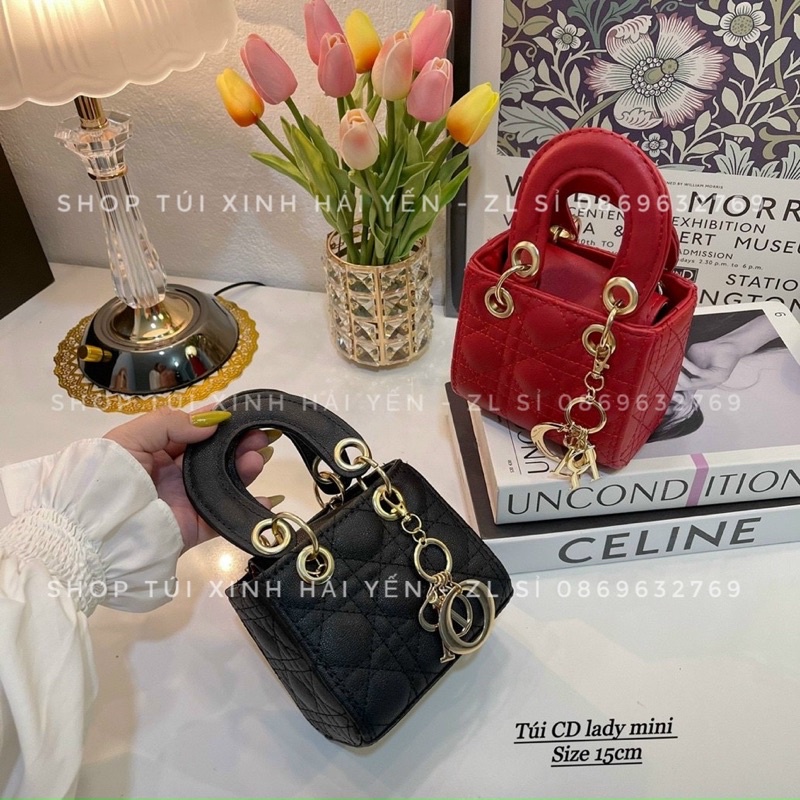 túi đeo chéo, túi cầm tay lady size 18 và size 15 tặng kèm chùm