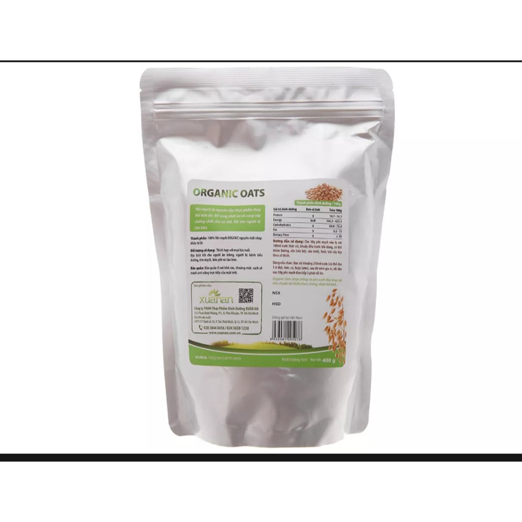 Yến Mạch Hữu Cơ Organic Xuân An 400gr( Tặng Gói Yến Mạch 180gr)