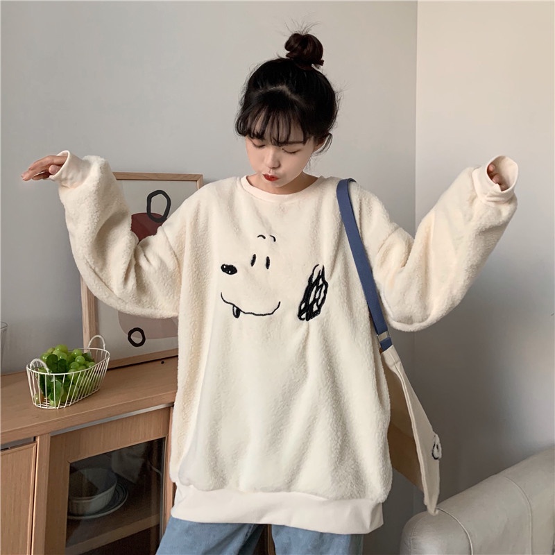 Áo Nỉ Nữ Form Rộng, Áo Sweater Nữ Hình Cún dưới 75kg - G039 - Minh Hằng 9X | BigBuy360 - bigbuy360.vn